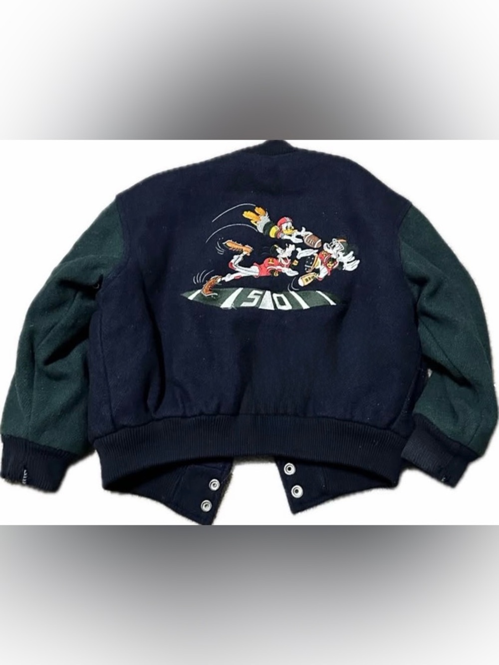 Disney Navy and Dark Green Varsity Jacket with Mickey & Friends Embroidery
